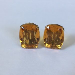 Vintage Topaz Glass Clip On Earrings West Germany